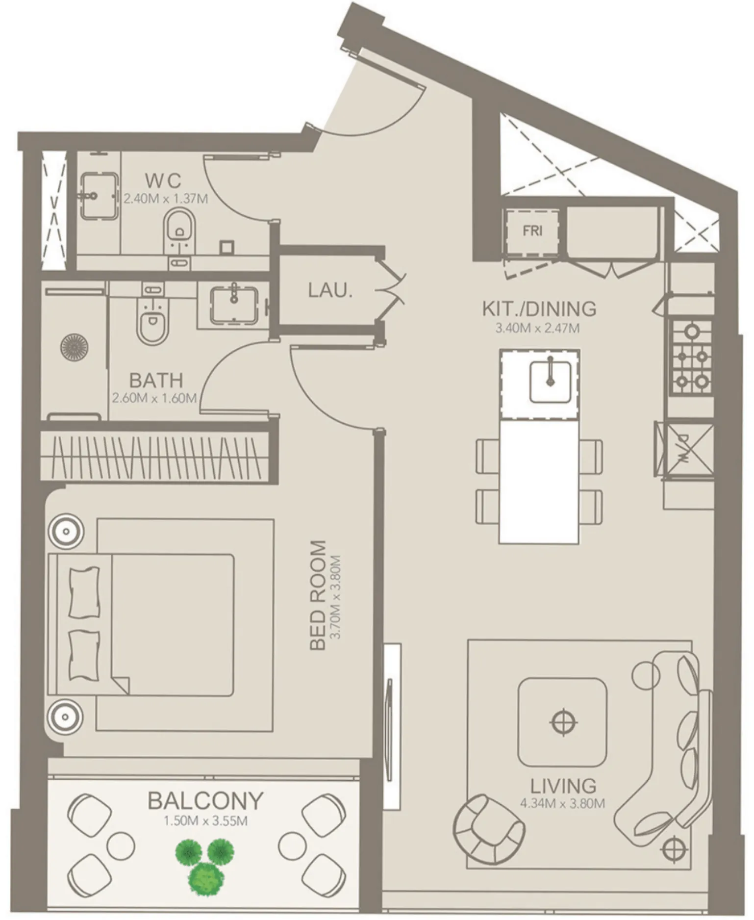 1 BR layout at Golf Grove by Regent