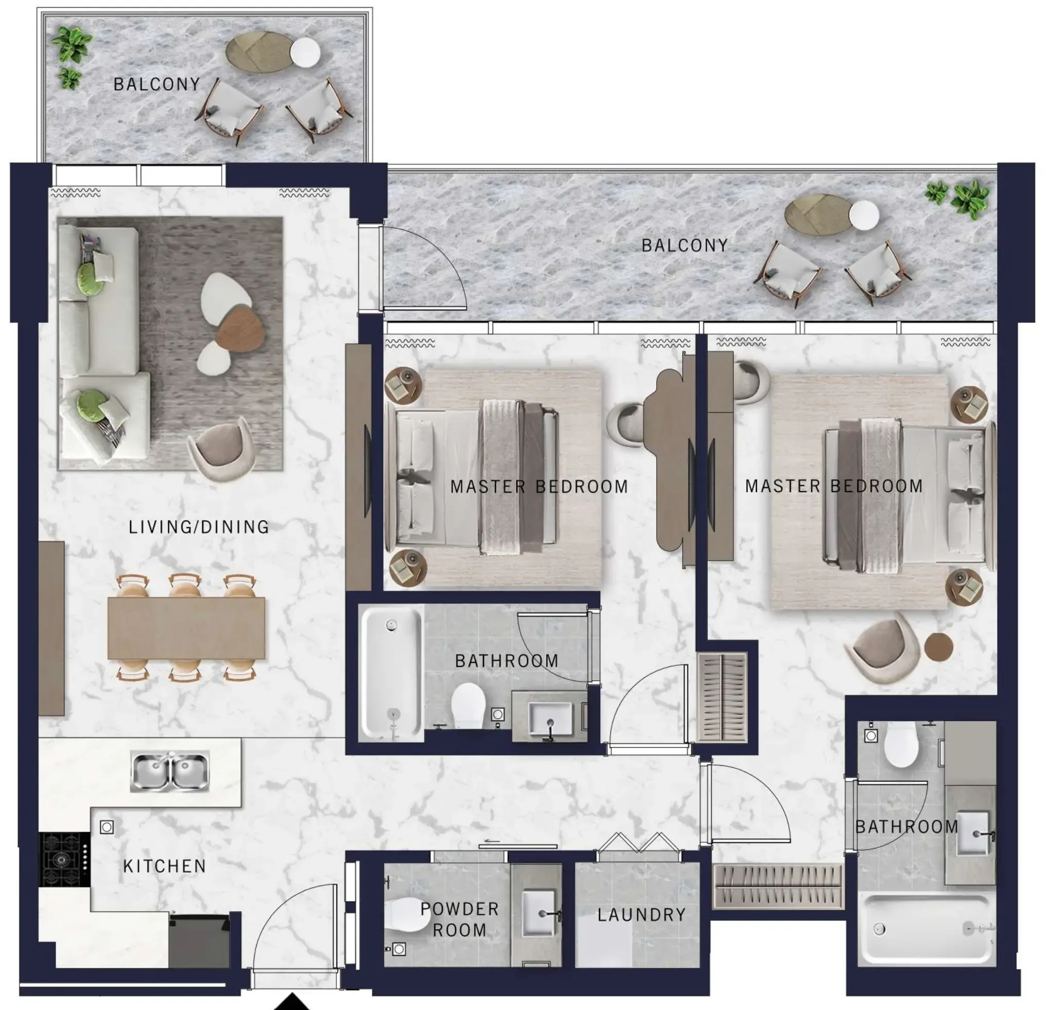 2 BR layout at DoubleTree by Hilton