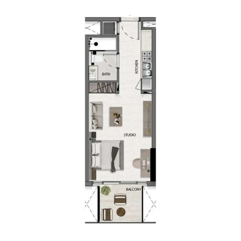 0 BR layout at Avana Residences