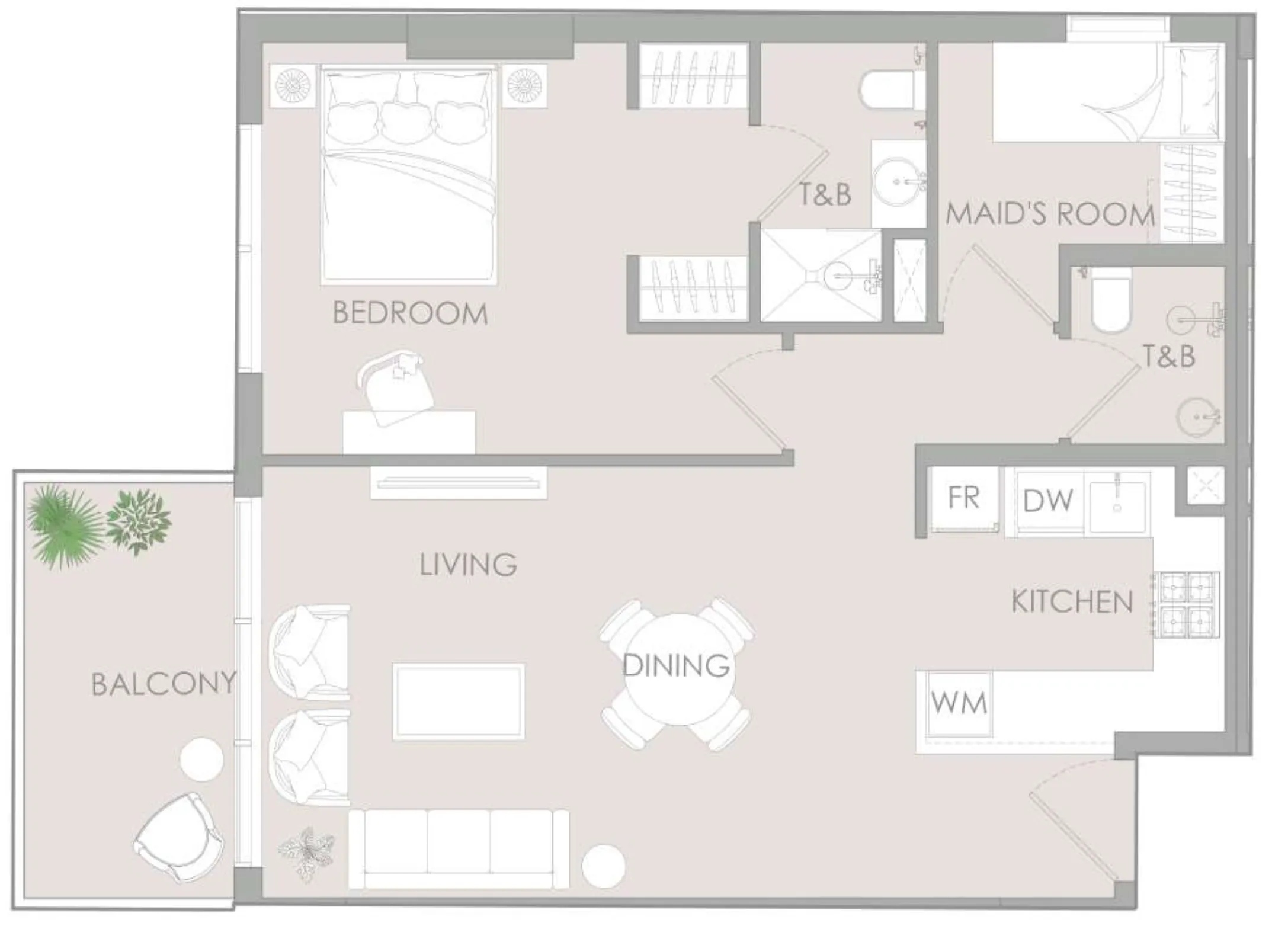1 BR layout at IR1DIAN Park