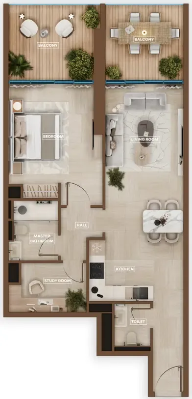 1 BR layout at Sky Hills Astra