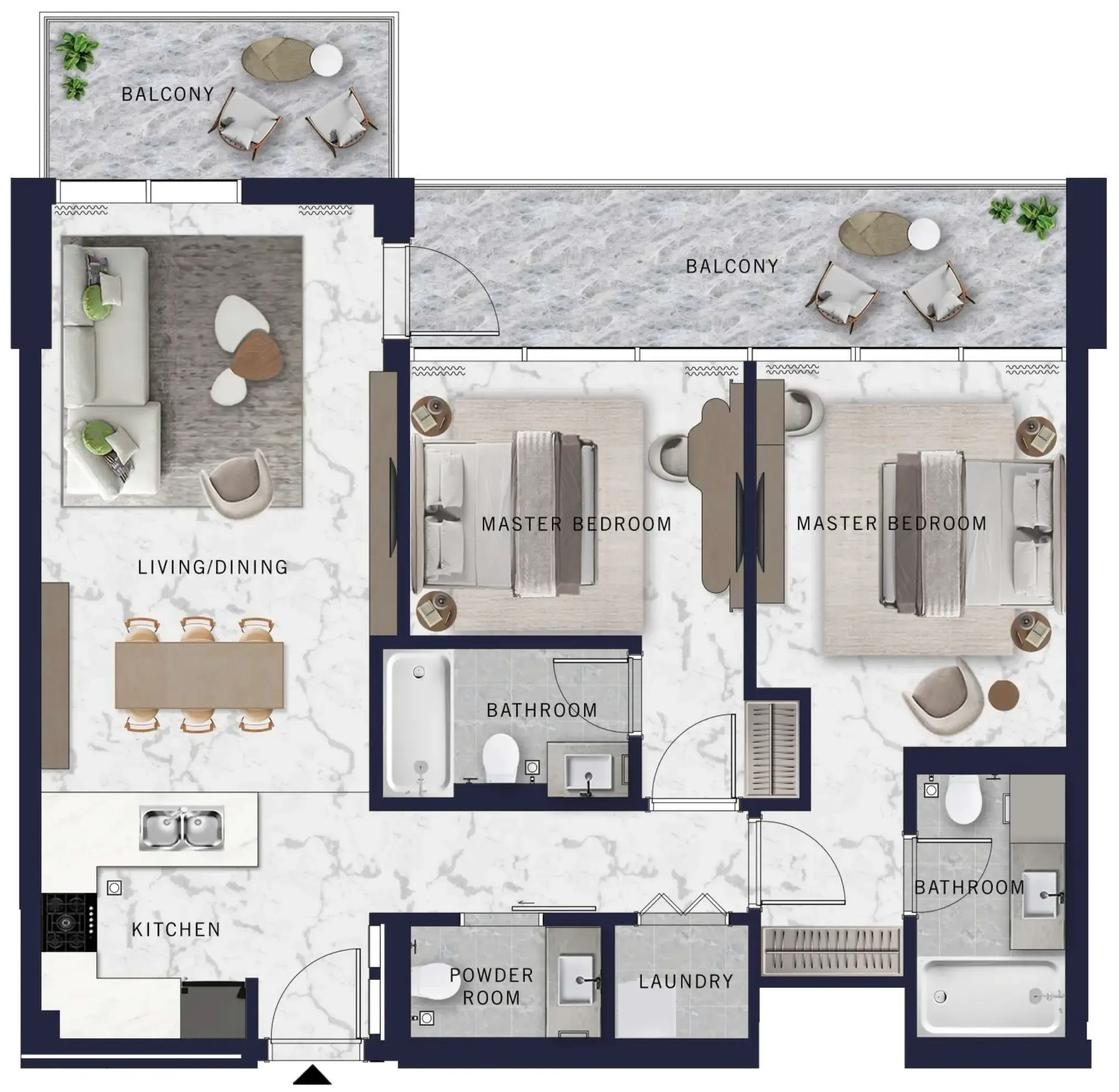 2 BR layout at DoubleTree by Hilton