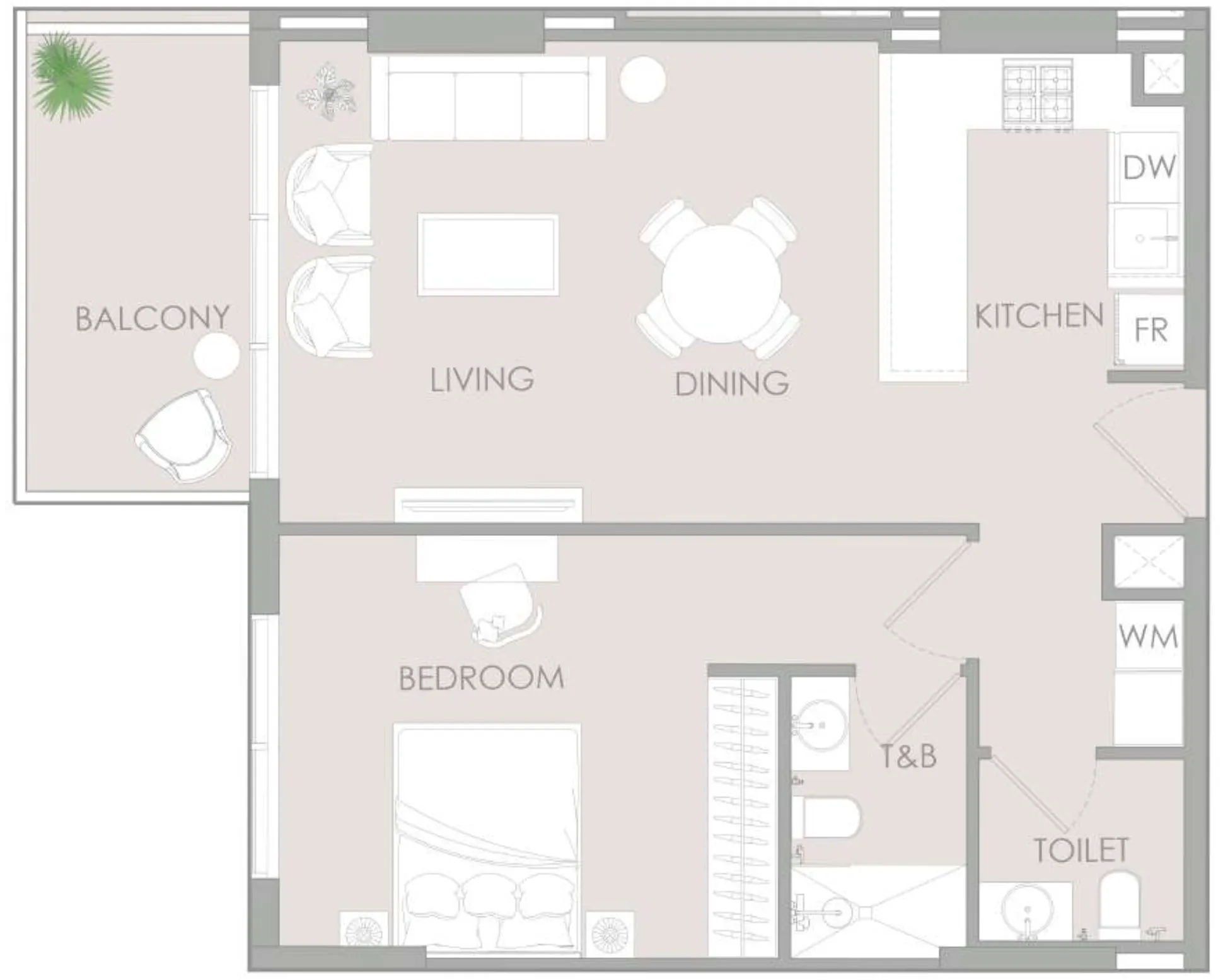 1 BR layout at IR1DIAN Park