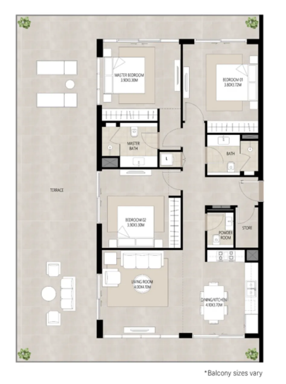 3 BR layout at Berkshire Park