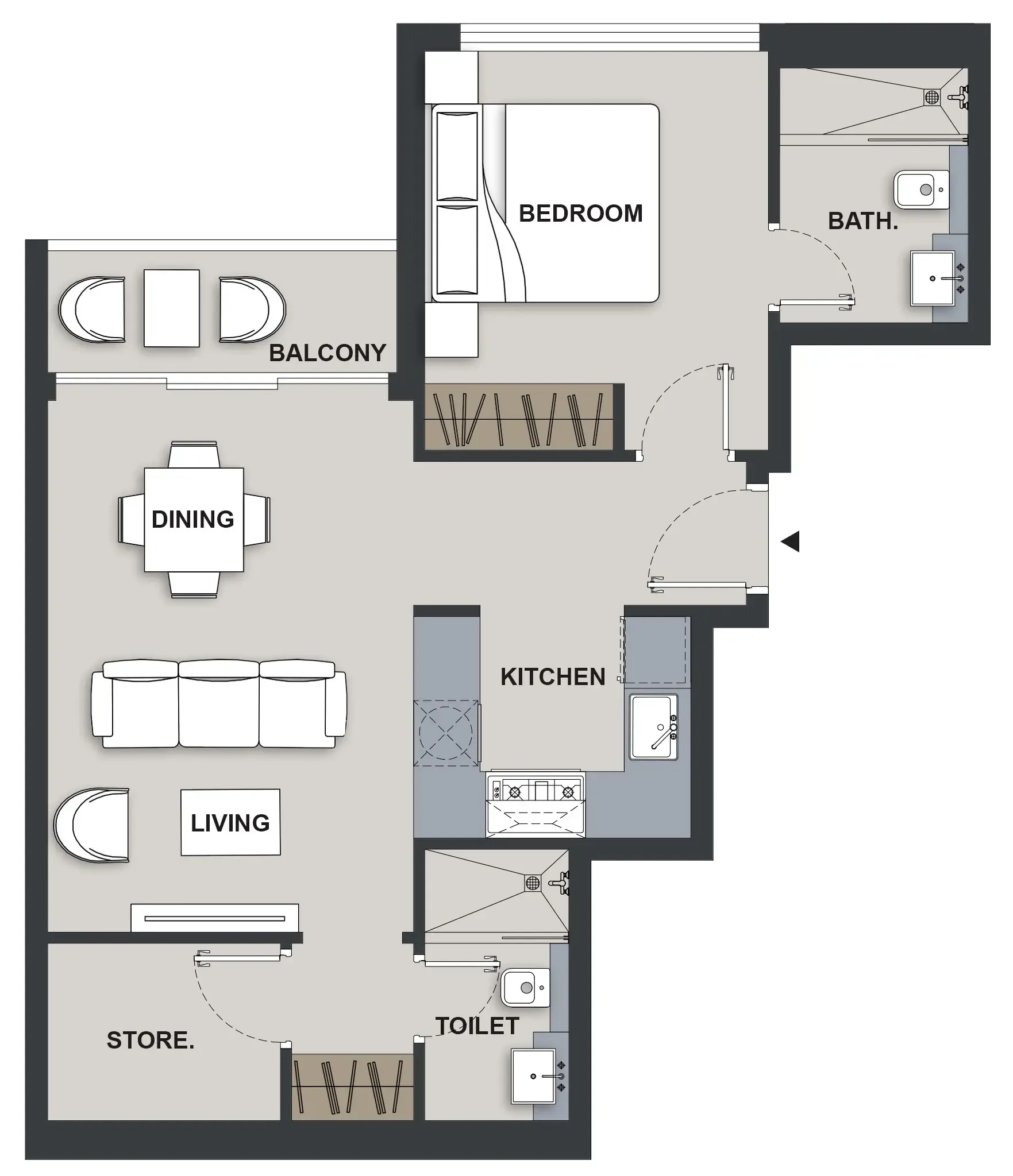 1 BR layout at Maison Elysee III