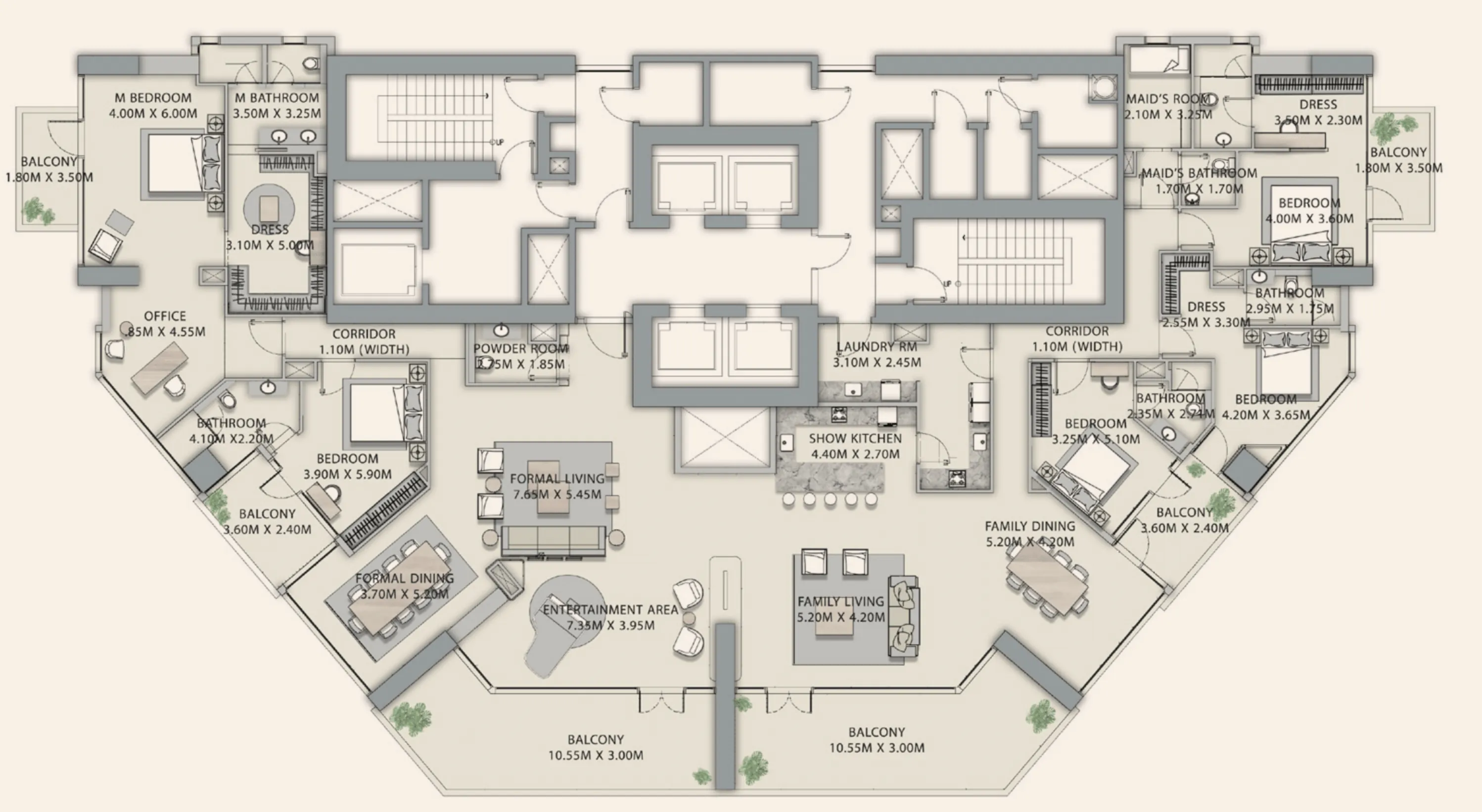 5 BR layout at Velor Penthouses