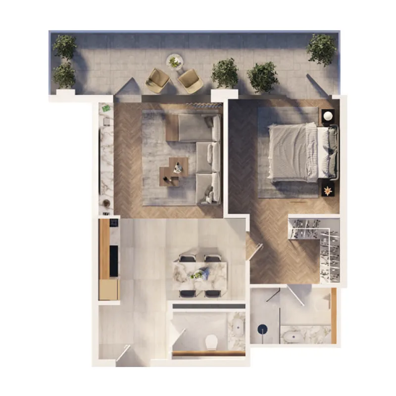 1 BR layout at The Orchard Place