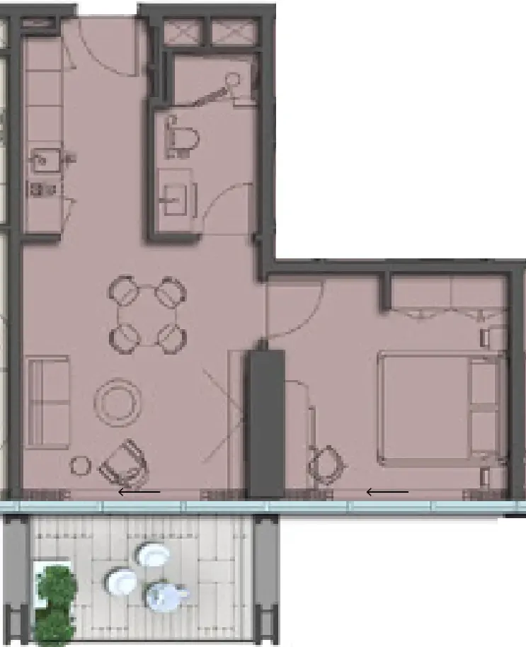 1 BR layout at The Symphony by Imtiaz