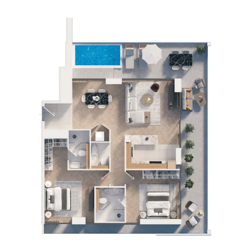 2 BR layout at The Orchard Place