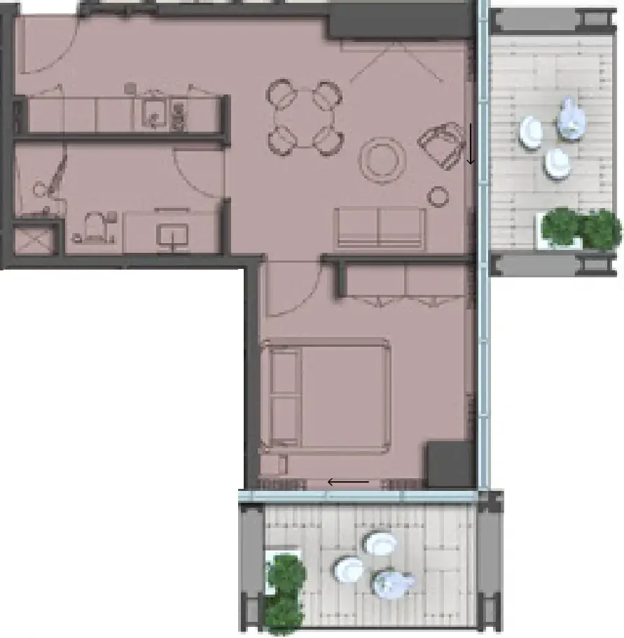 1 BR layout at The Symphony by Imtiaz