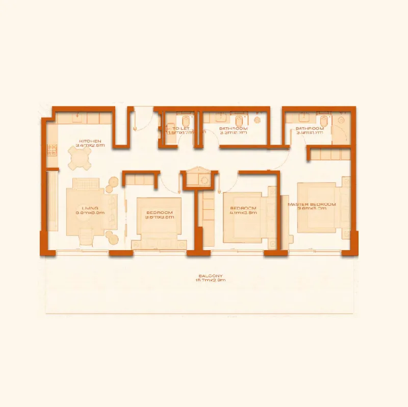 3 BR layout at Avenew 888 - Modo
