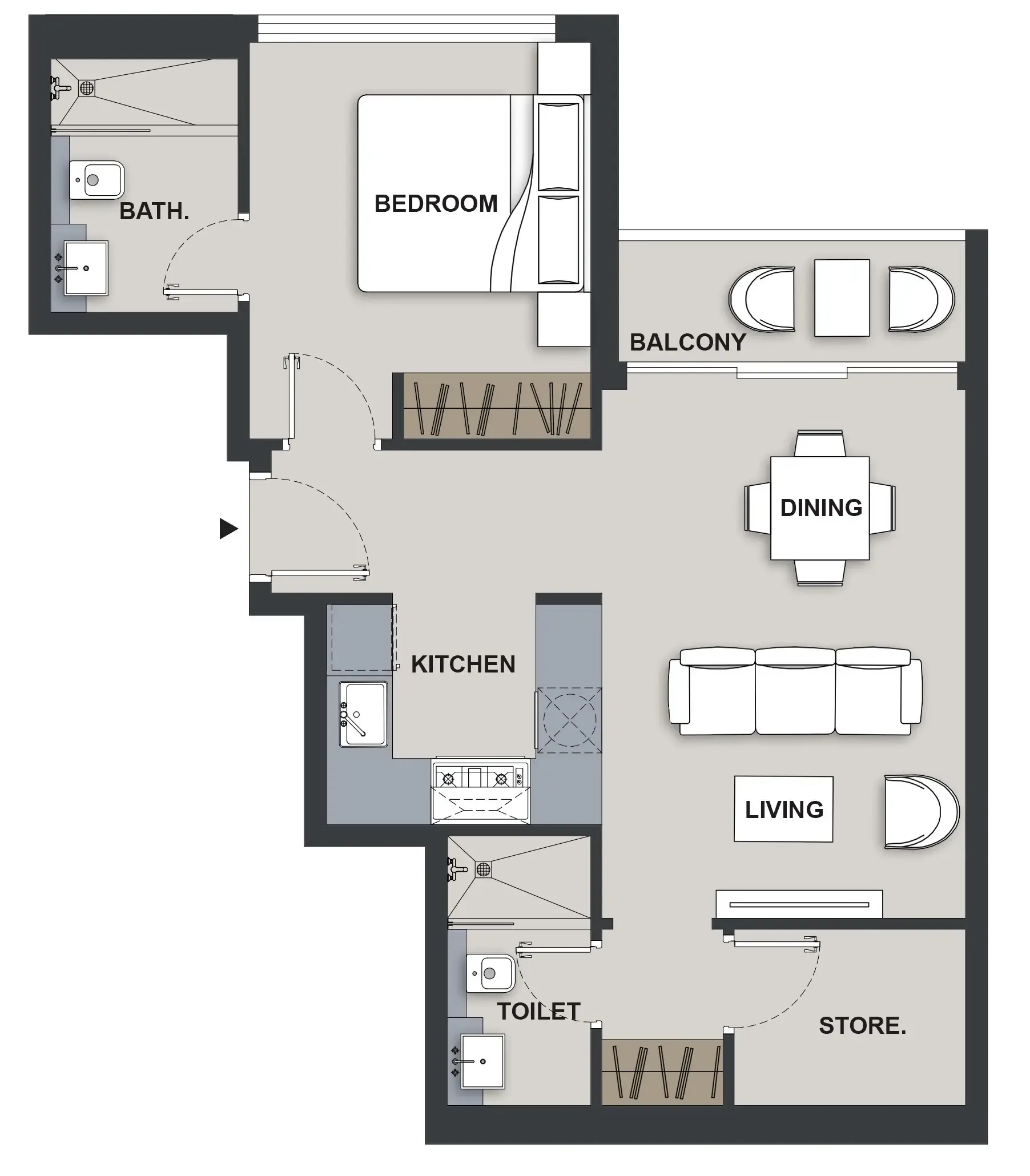 1 BR layout at Maison Elysee III