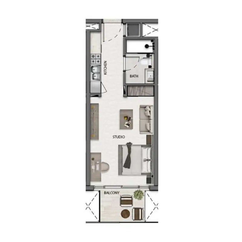 0 BR layout at Avana Residences