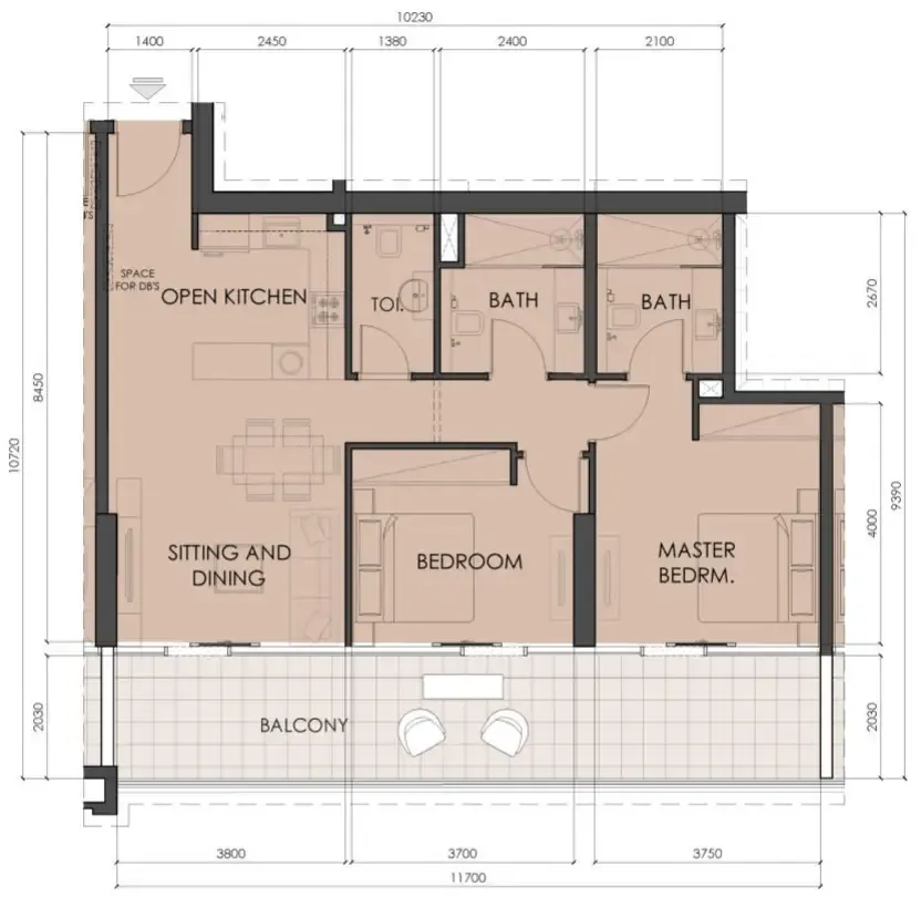 2 BR layout at Living Legends Phase 5
