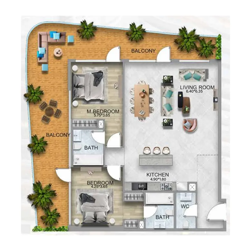 3 BR layout at 311 Boulevard