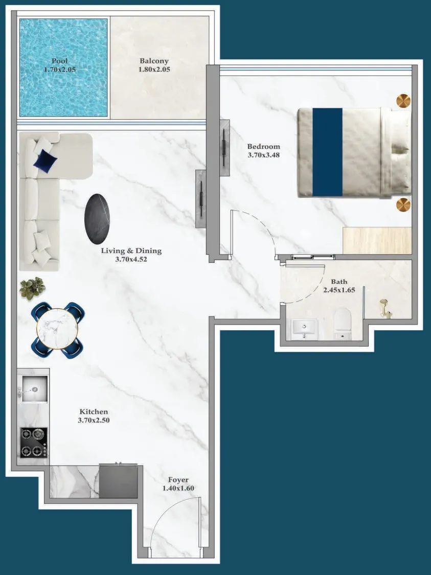 0 BR layout at Timez