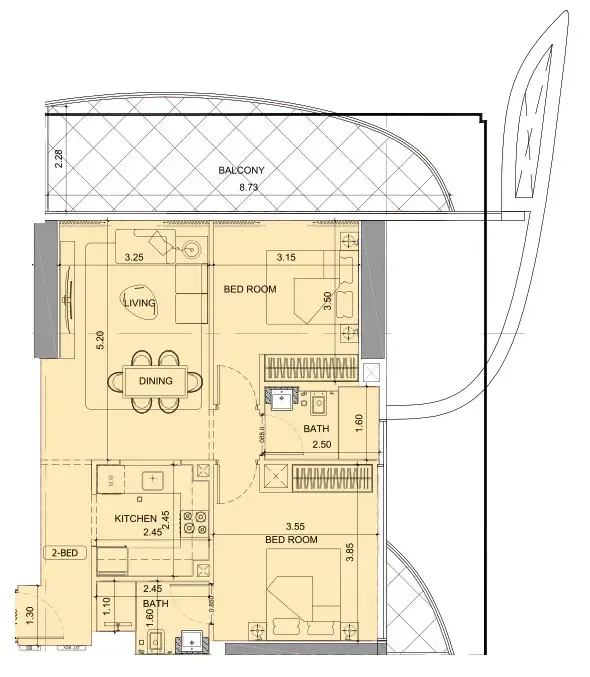 2 BR layout at Project Maybach