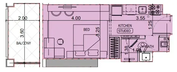 0 BR layout at Binghatti Titania