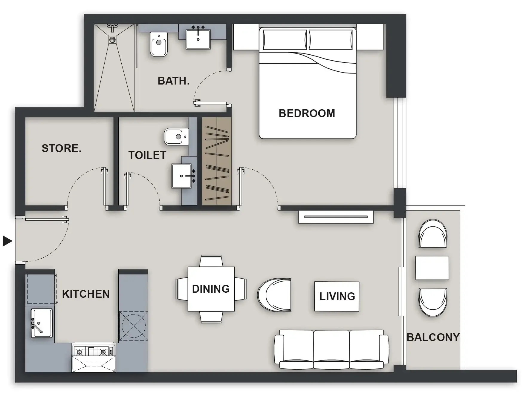 1 BR layout at Maison Elysee III