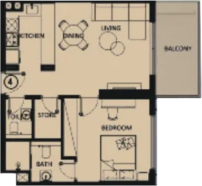 1 BR layout at Lilium Tower