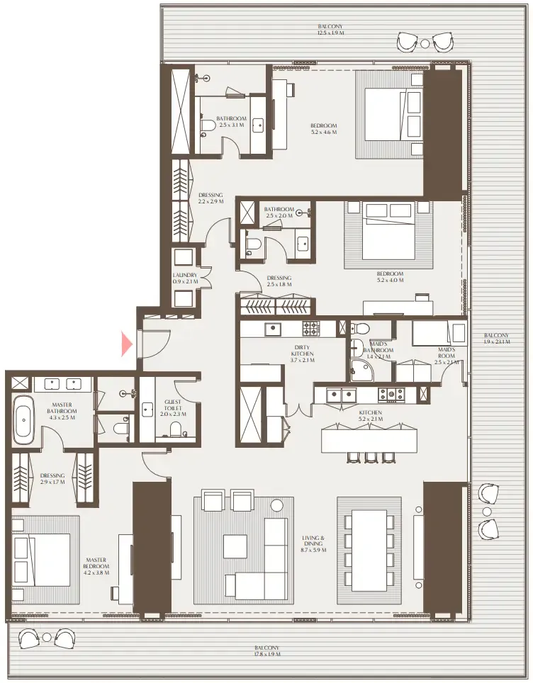 3 BR layout at Akala Residences
