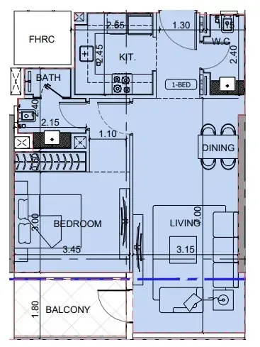 1 BR layout at Binghatti Cullinan