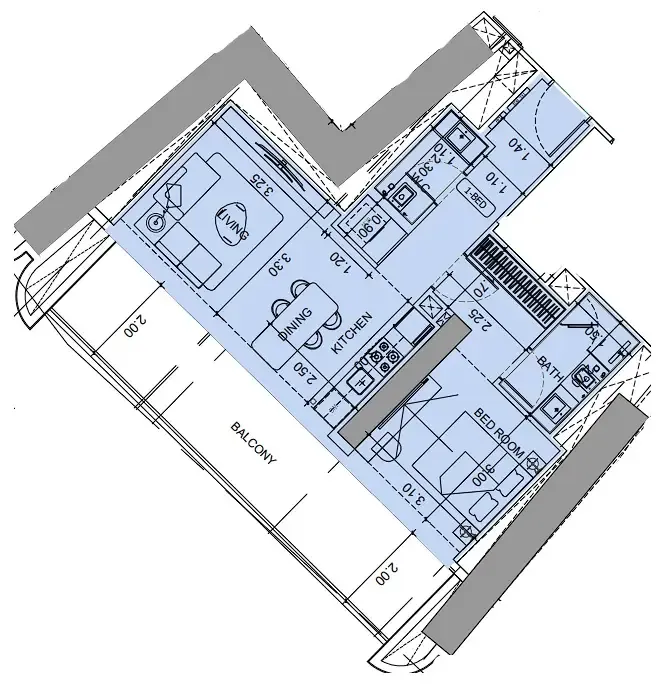 1 BR layout at Vision Iconic