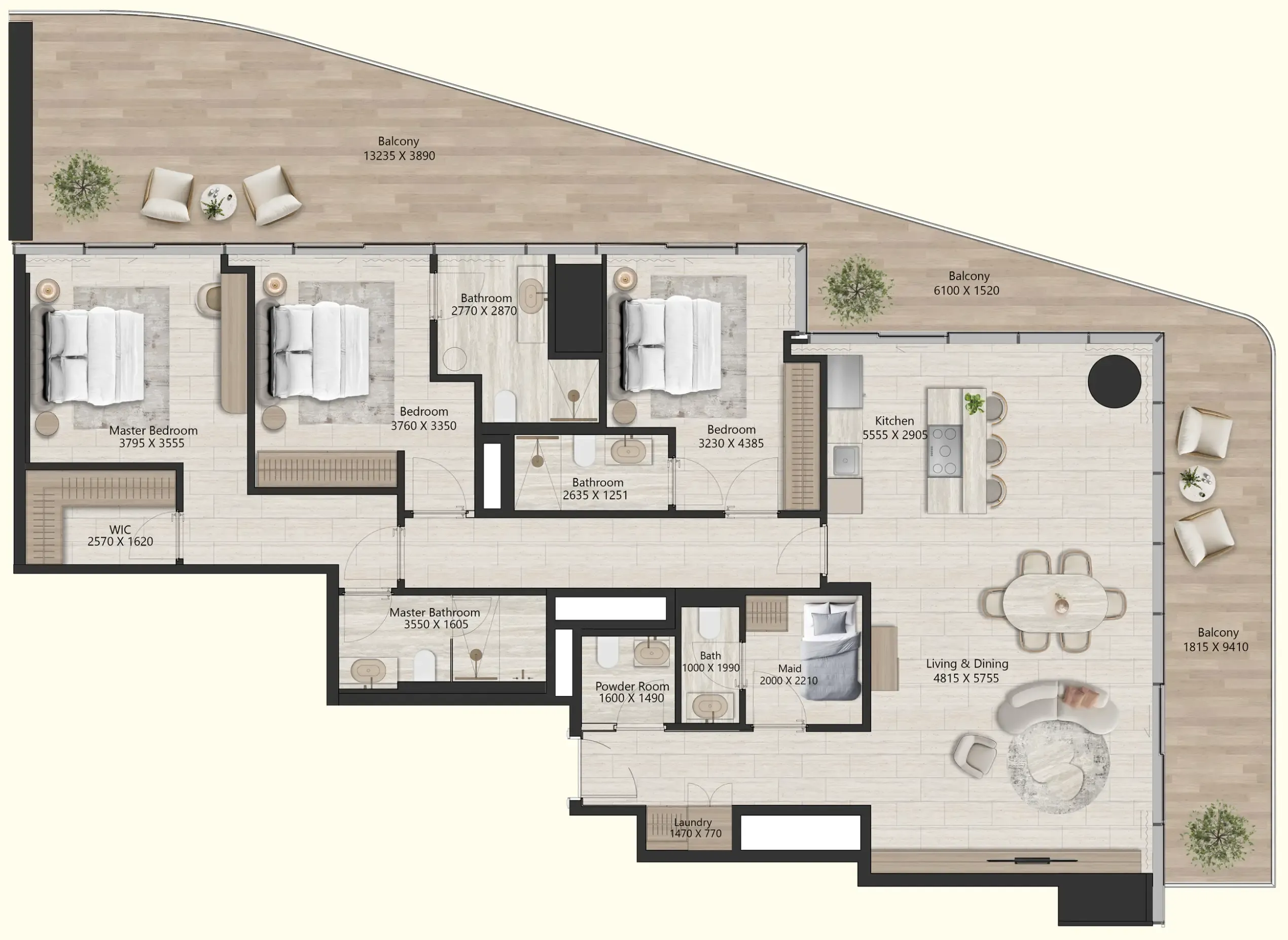 3 BR layout at Il Vento