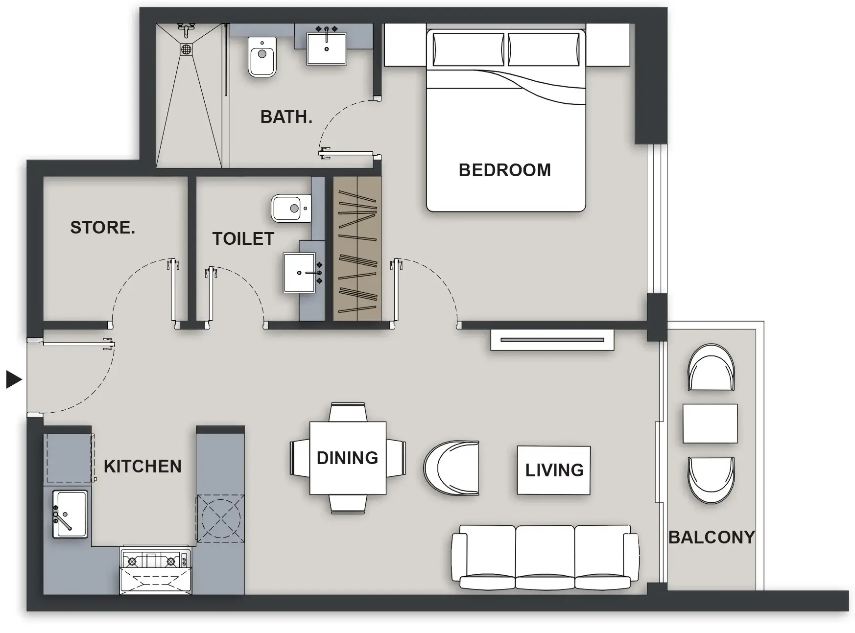 1 BR layout at Maison Elysee III