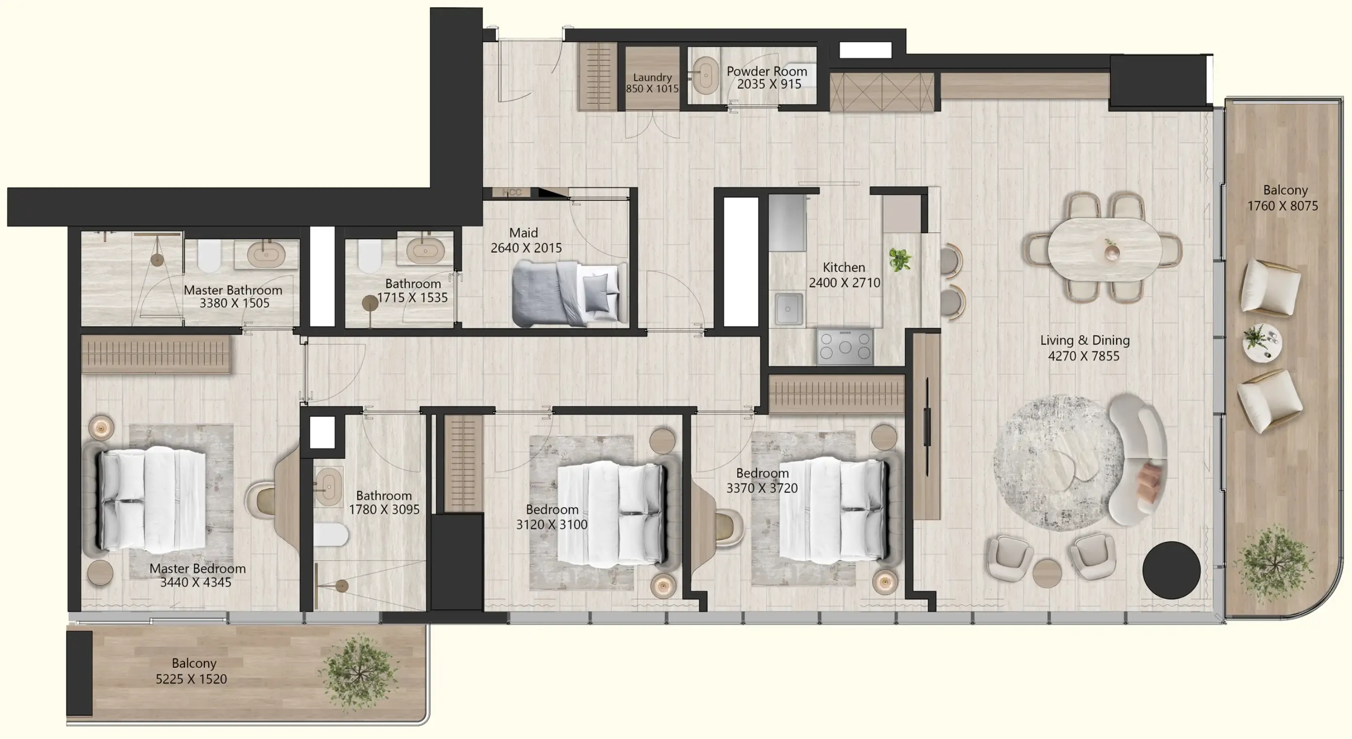 3 BR layout at Il Vento