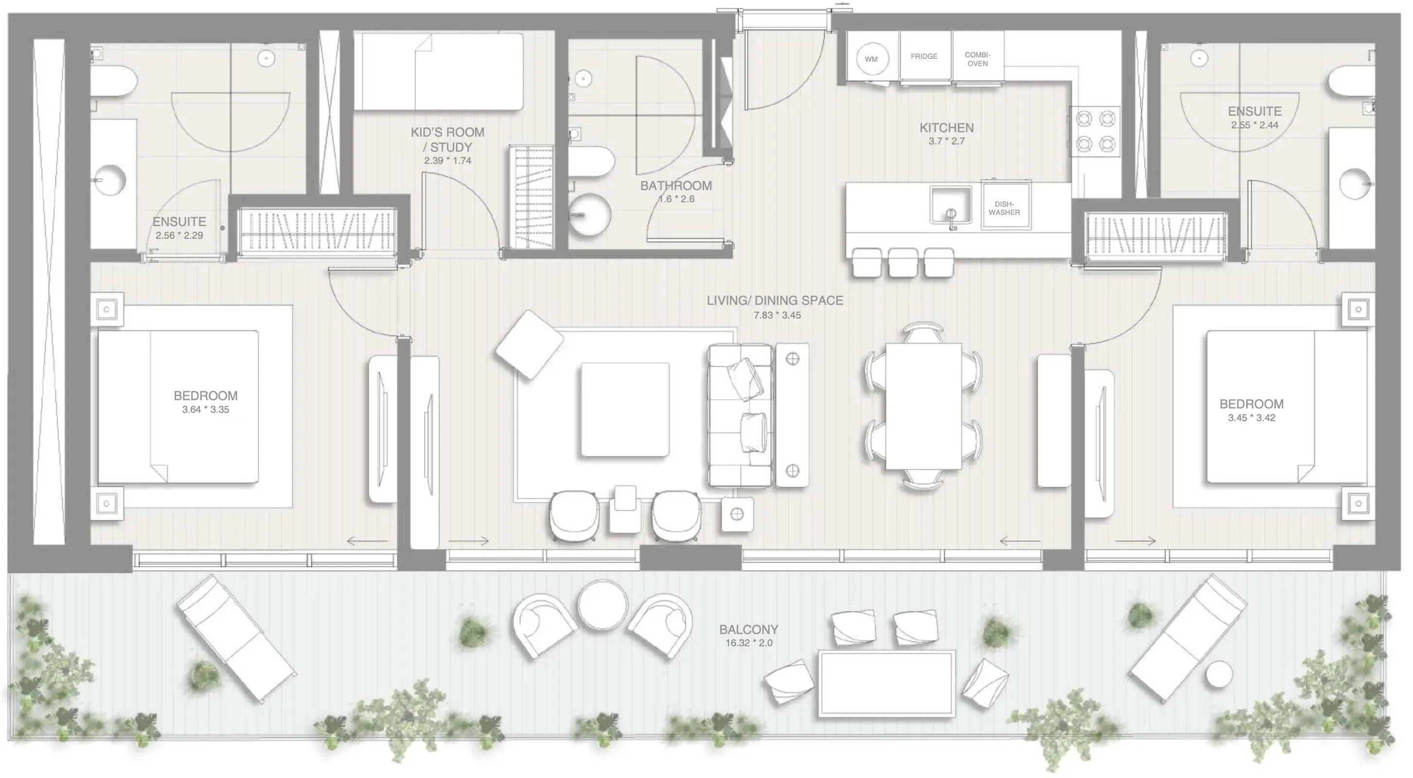 2 BR layout at Sol Levante