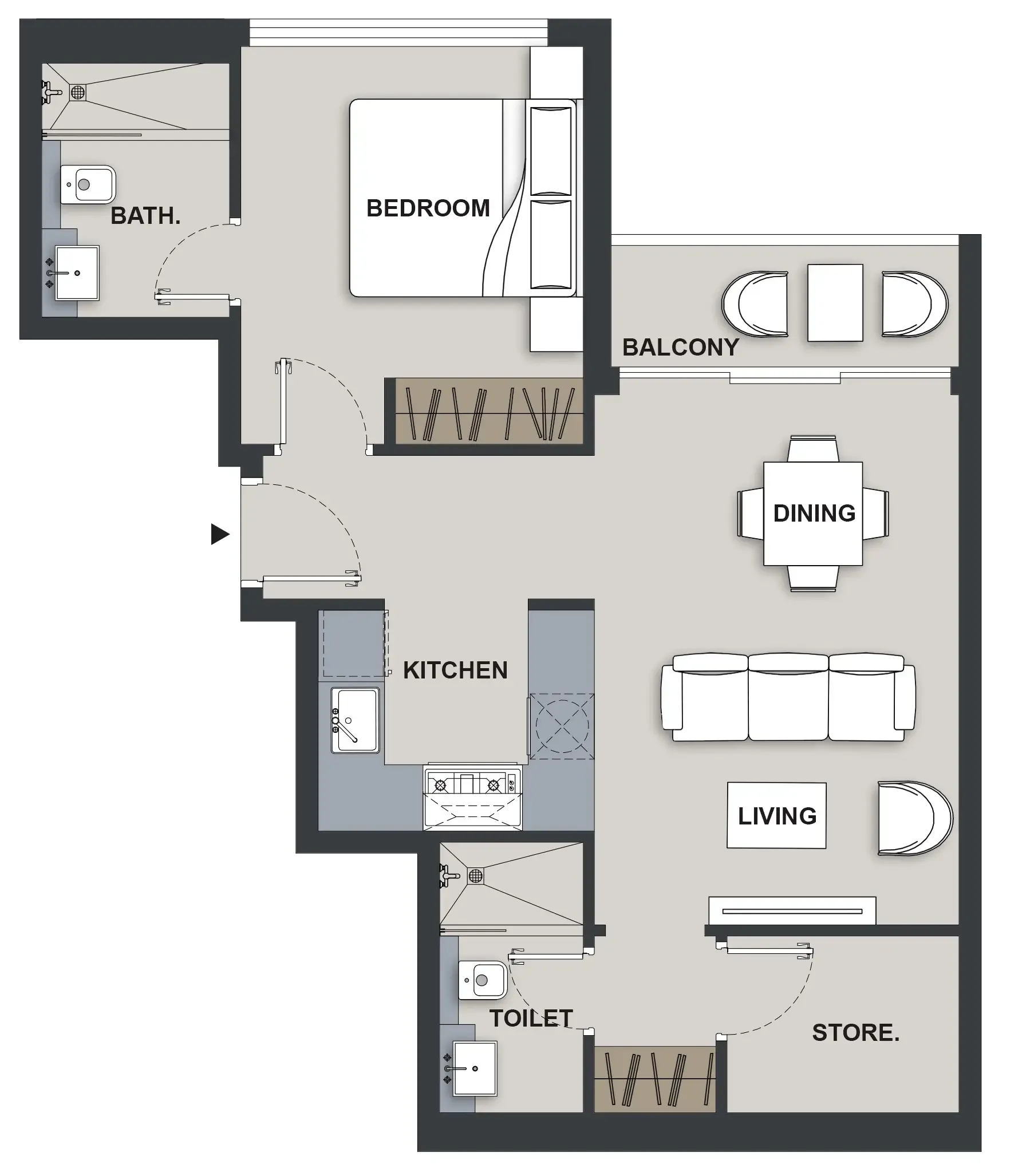 1 BR layout at Maison Elysee III