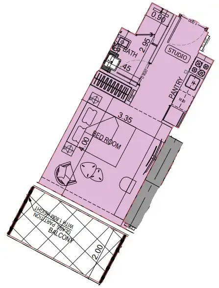 0 BR layout at Binghatti Flare