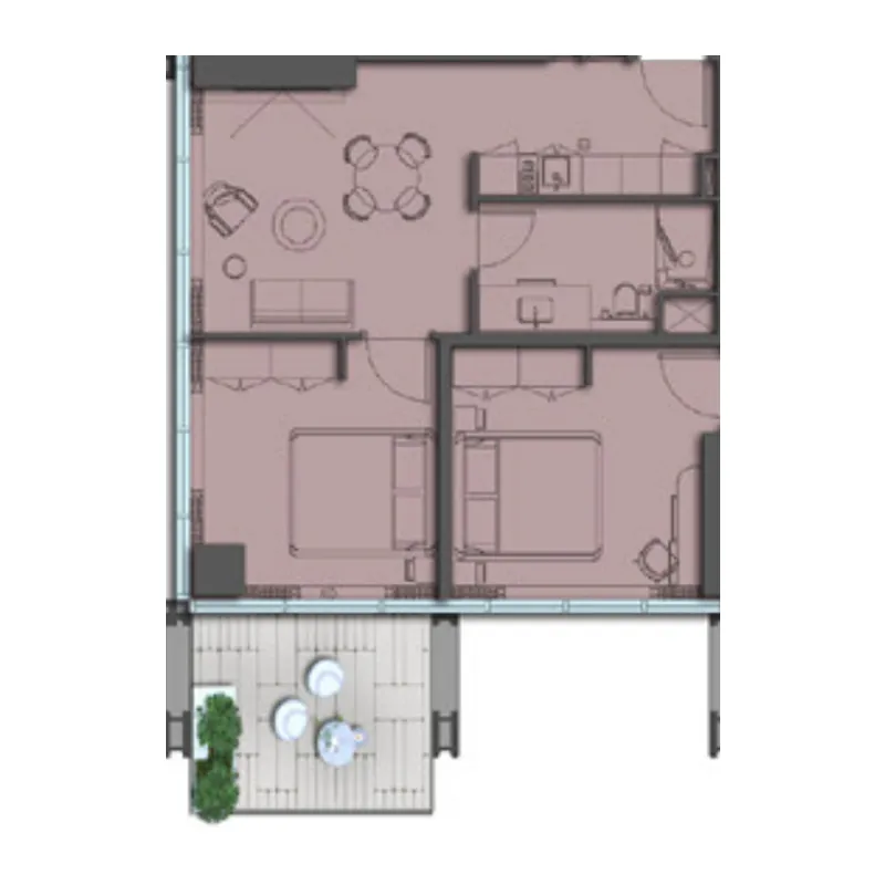 1 BR layout at The Symphony by Imtiaz