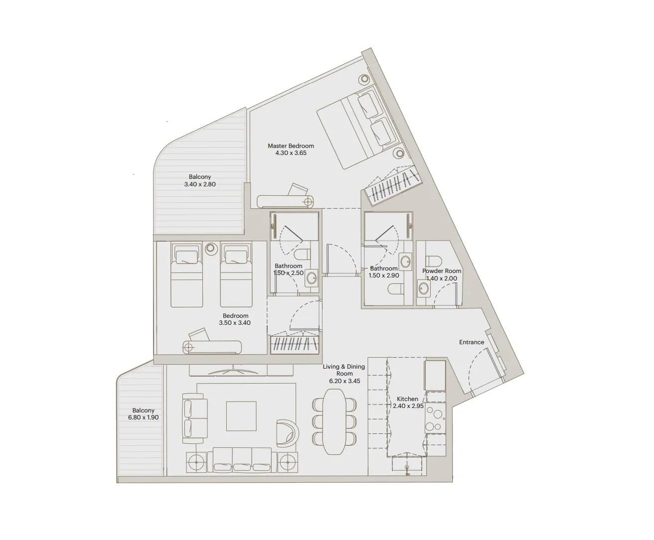 2 BR layout at Eleve