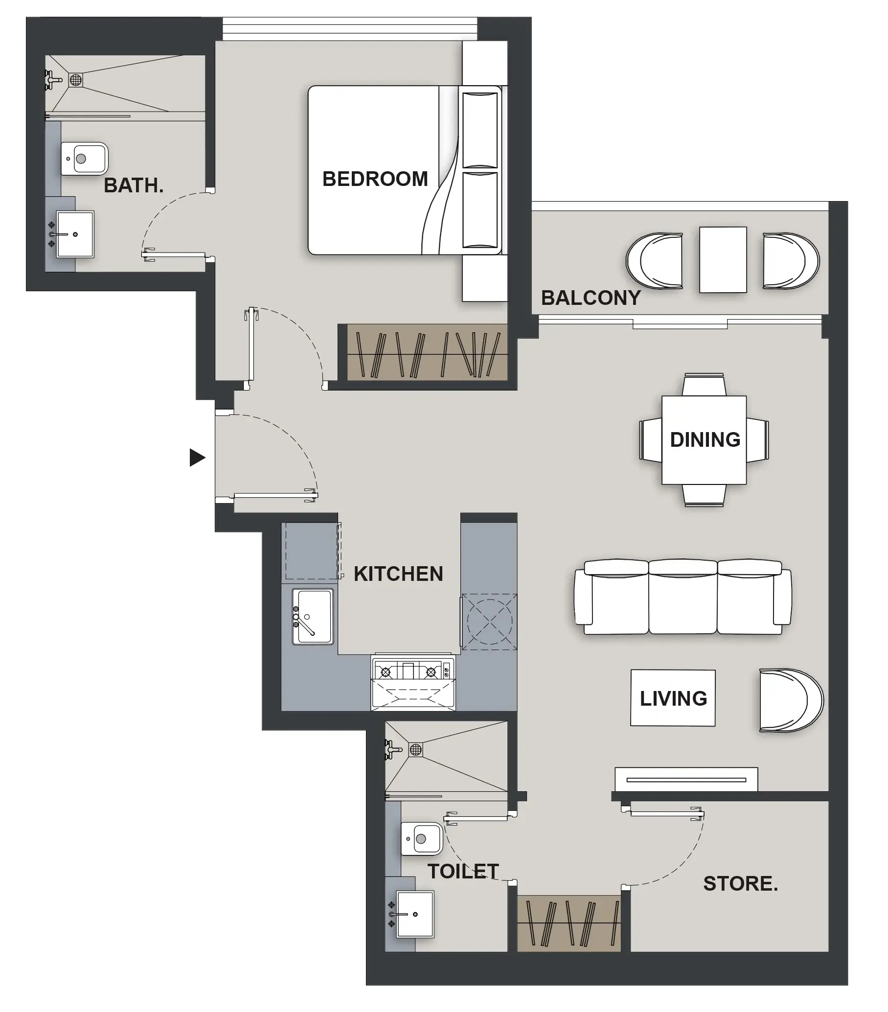 1 BR layout at Maison Elysee III