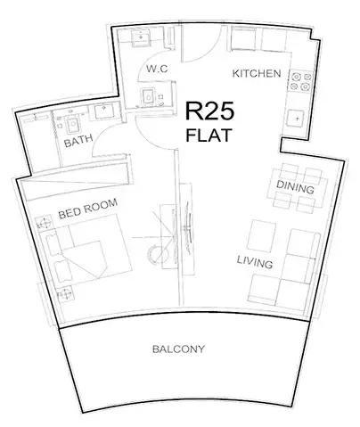 1 BR layout at Binghatti HillCrest