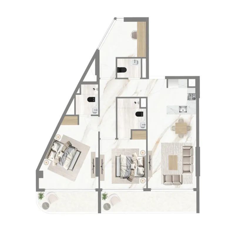 2 BR layout at Celesto 2