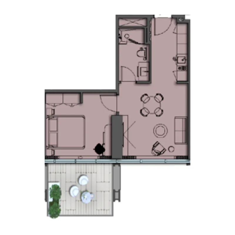 1 BR layout at The Symphony by Imtiaz