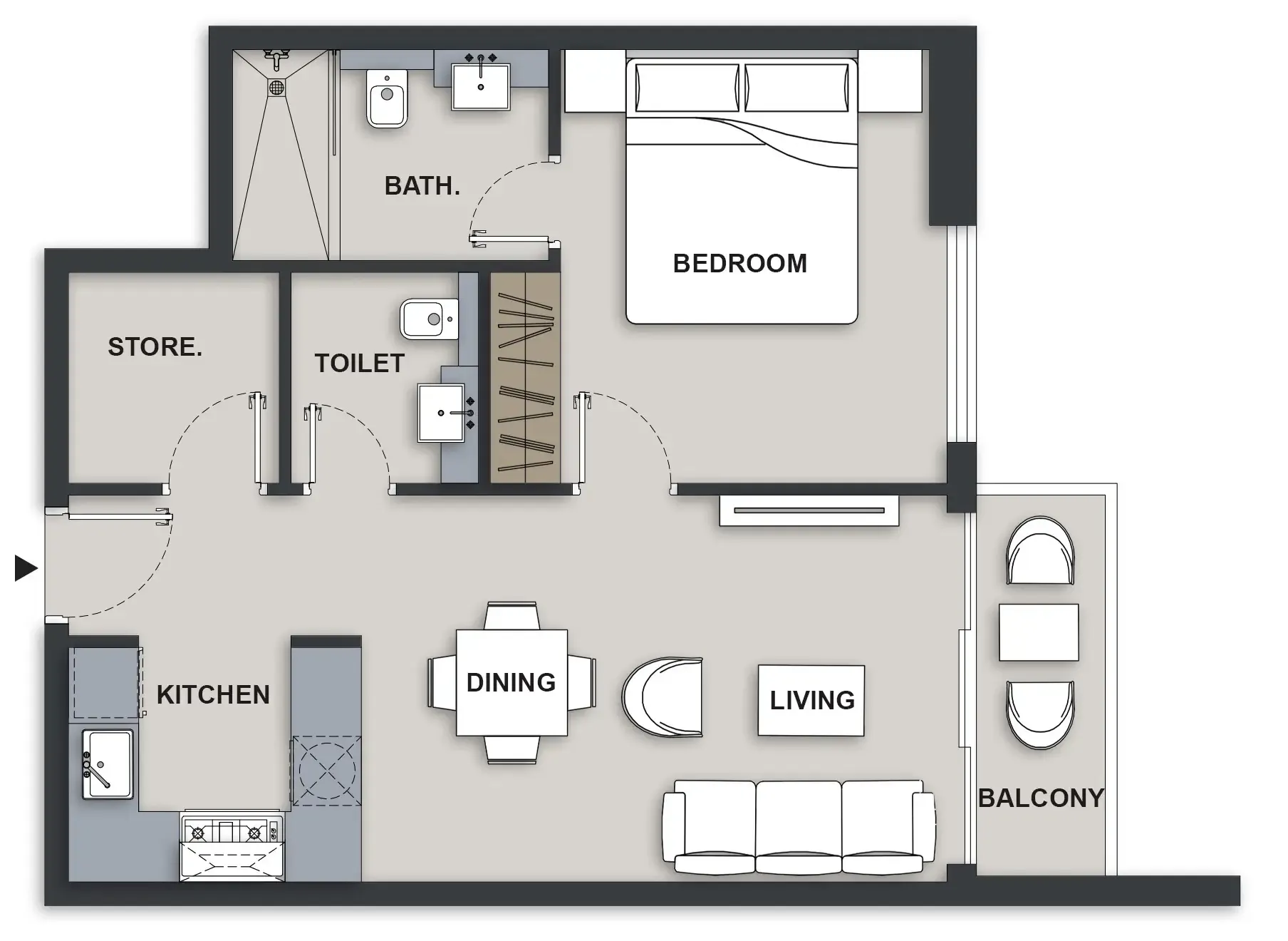 1 BR layout at Maison Elysee III