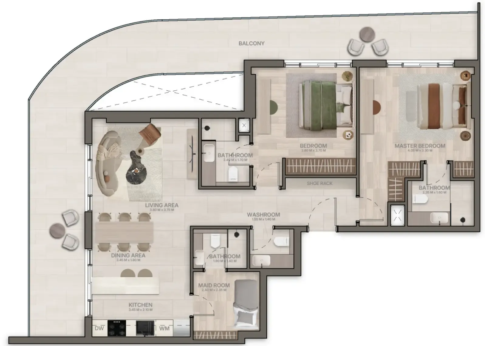 2 BR layout at Stax