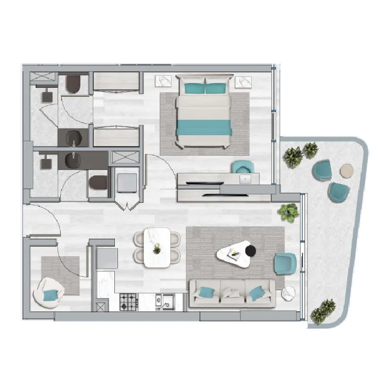 1 BR layout at Flora Bay Residences