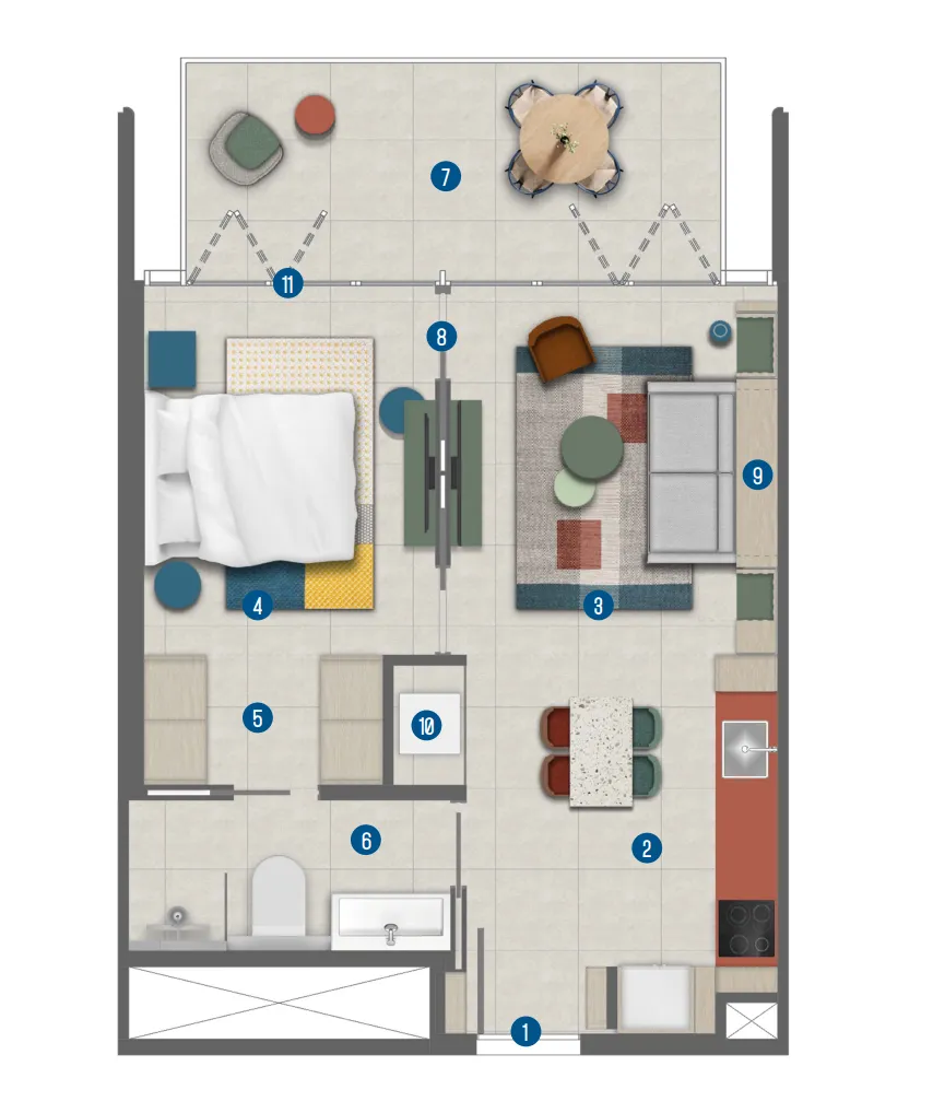 1 BR layout at Rove Home Marasi Drive
