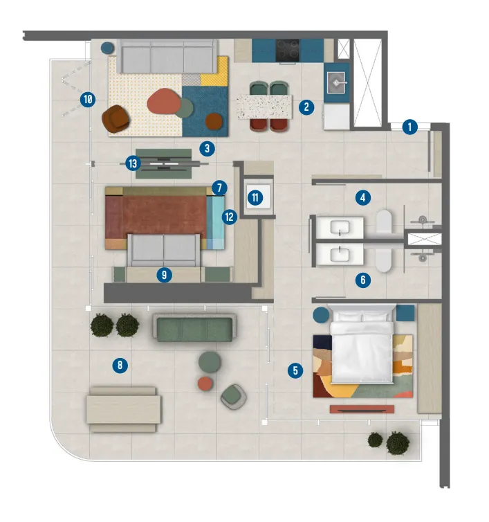 2 BR layout at Rove Home Marasi Drive