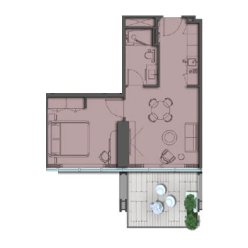 1 BR layout at The Symphony by Imtiaz