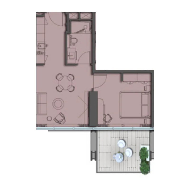 1 BR layout at The Symphony by Imtiaz