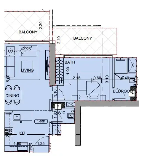 1 BR layout at Binghatti Cullinan