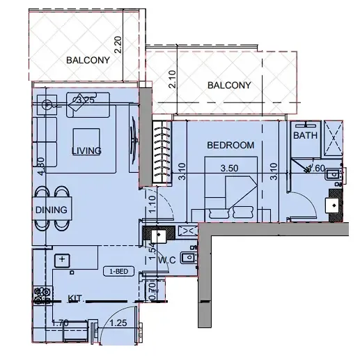 1 BR layout at Binghatti Cullinan