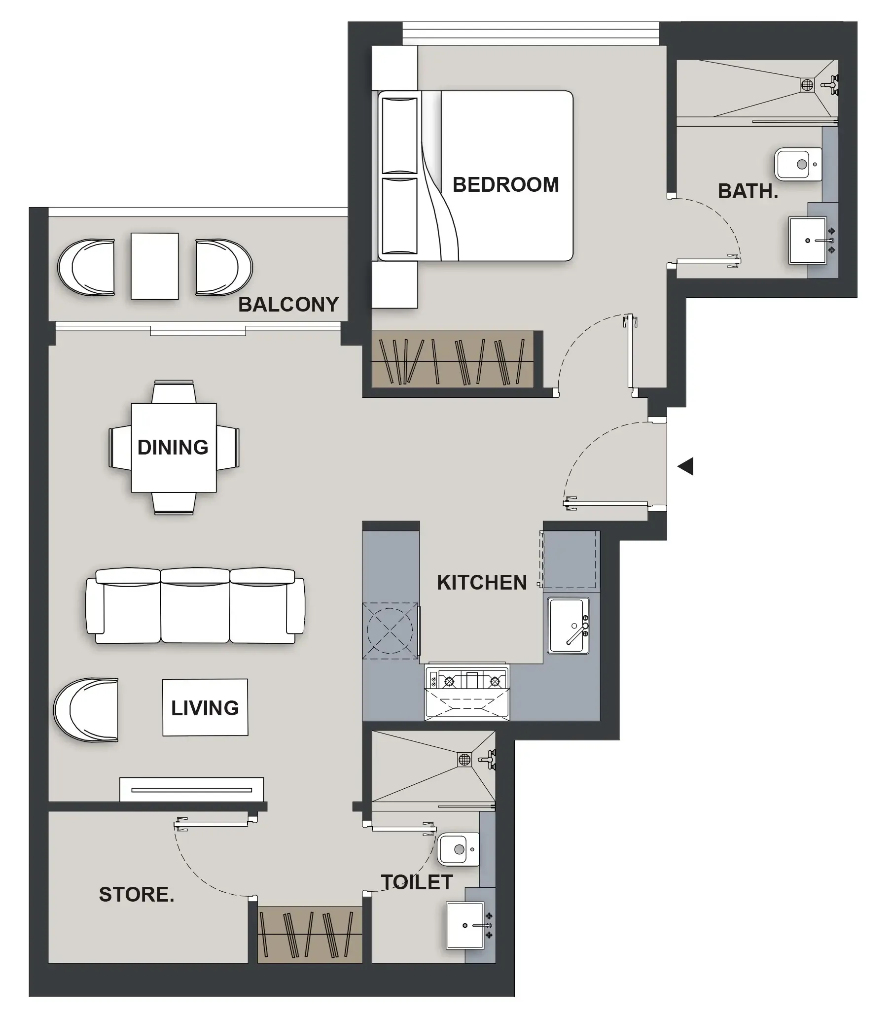 1 BR layout at Maison Elysee III