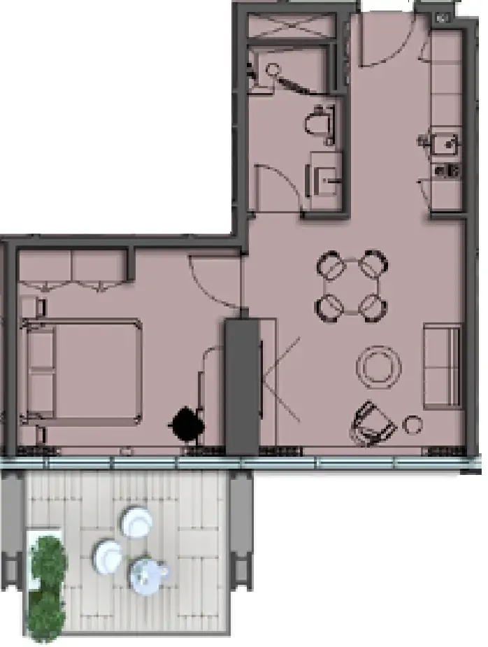 1 BR layout at The Symphony by Imtiaz